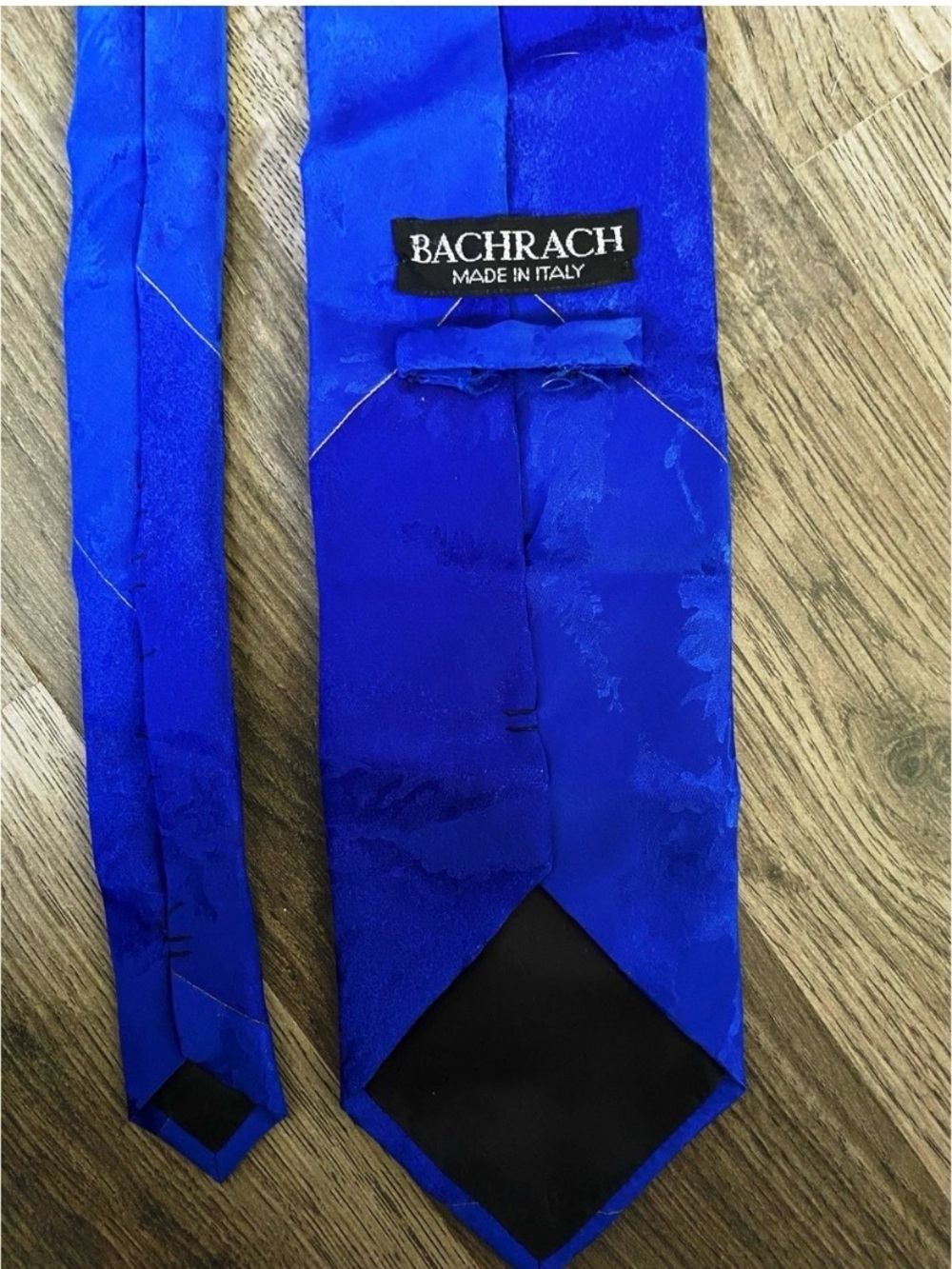 BACHRACH Royal Blue Printed Silk Made In Italy Tie - Picture 4 of 6